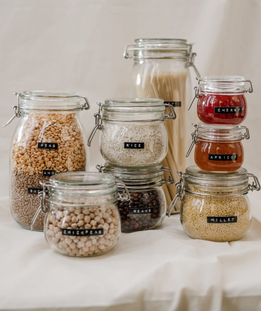 glass jars with food