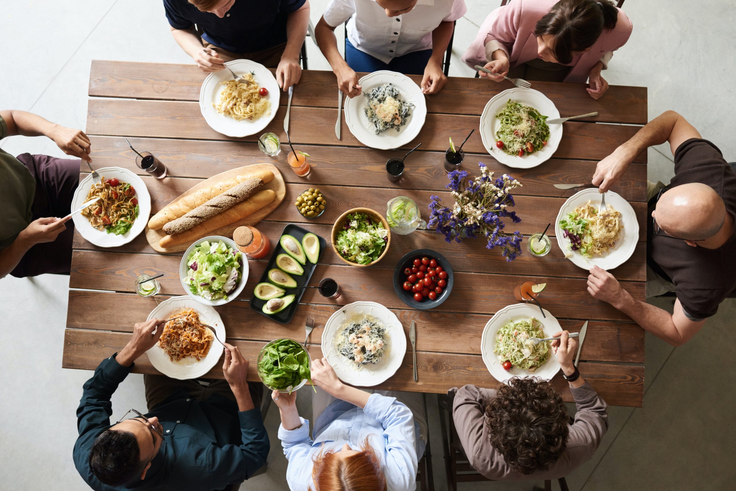 Group of people sharing food