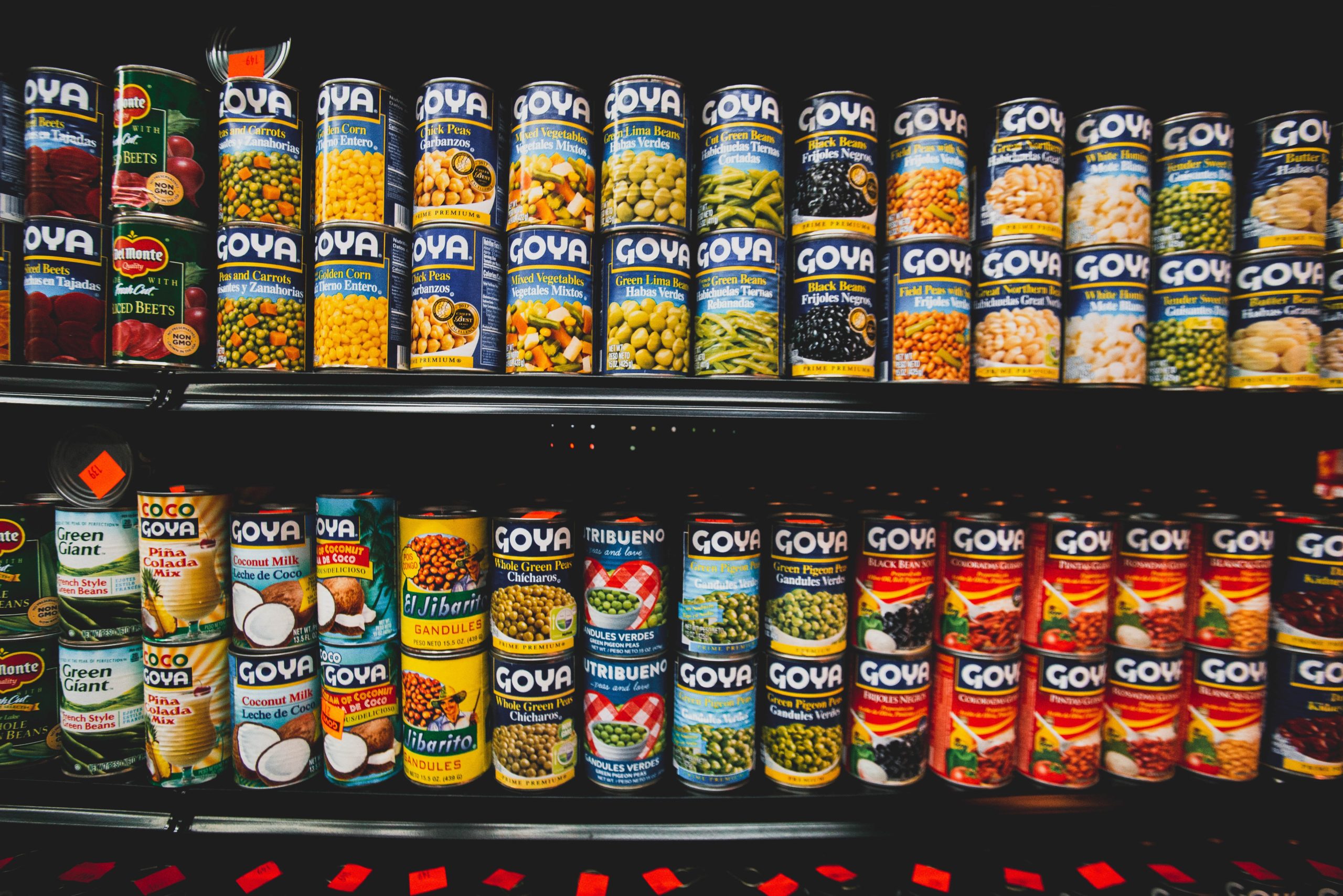 Picture of cans on a shelf