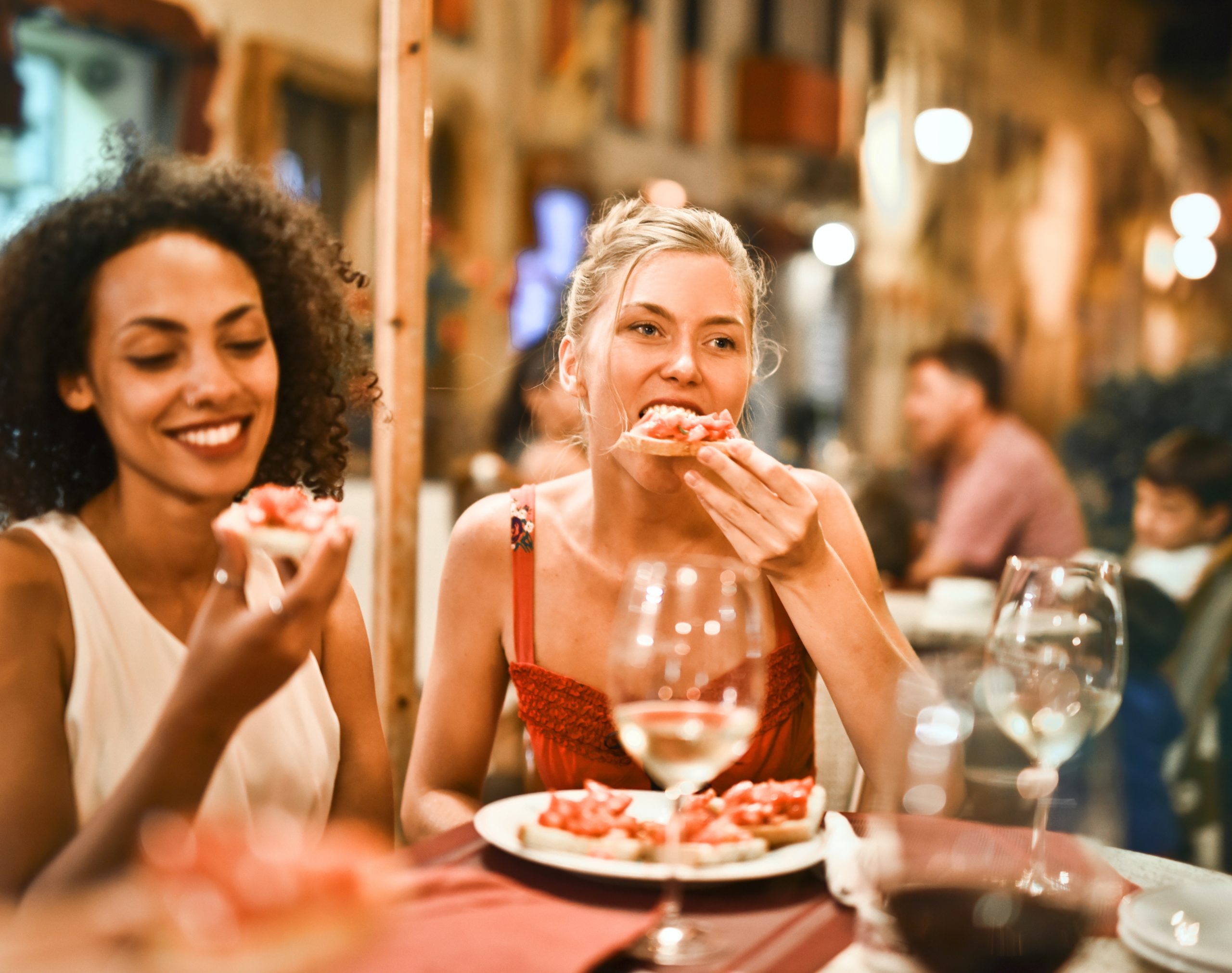 woman eating in a resturant