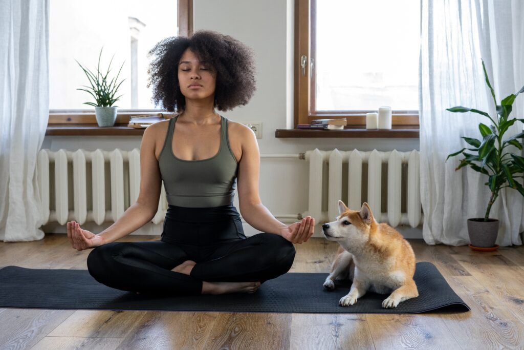 a woman meditating